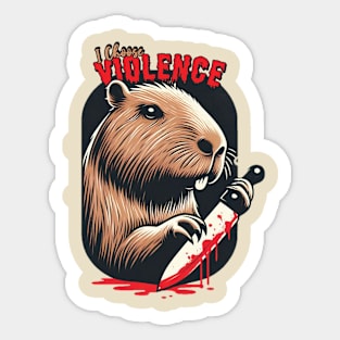 I Choose Violence Funny Capybara Sticker